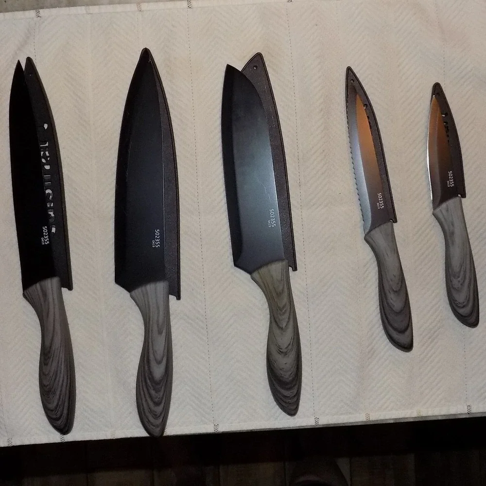 Cuisinart Knife Set Grey Excellent 10pc Stainless Steel Woodgrain look